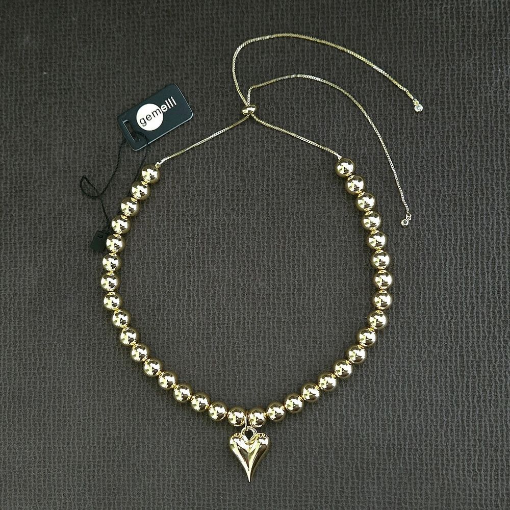 Gemelli👭 Gold💛 "Gianna" Happy😃 Heart❤️ Adjustable Necklace - NWT